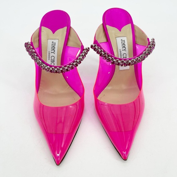 Jimmy Choo Shoes - Jimmy Choo Vibrant Pink Heels with Gem Strap
